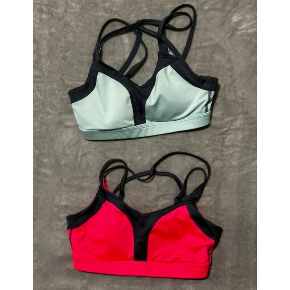 Champion Sports Bra Lot of 2 Strappy Back Neon Pink Mint Green Womens XS